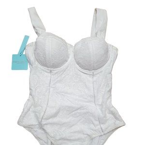 Robyn Lawley Maillot Rob L Lace White Lace One Piece Swimsuit